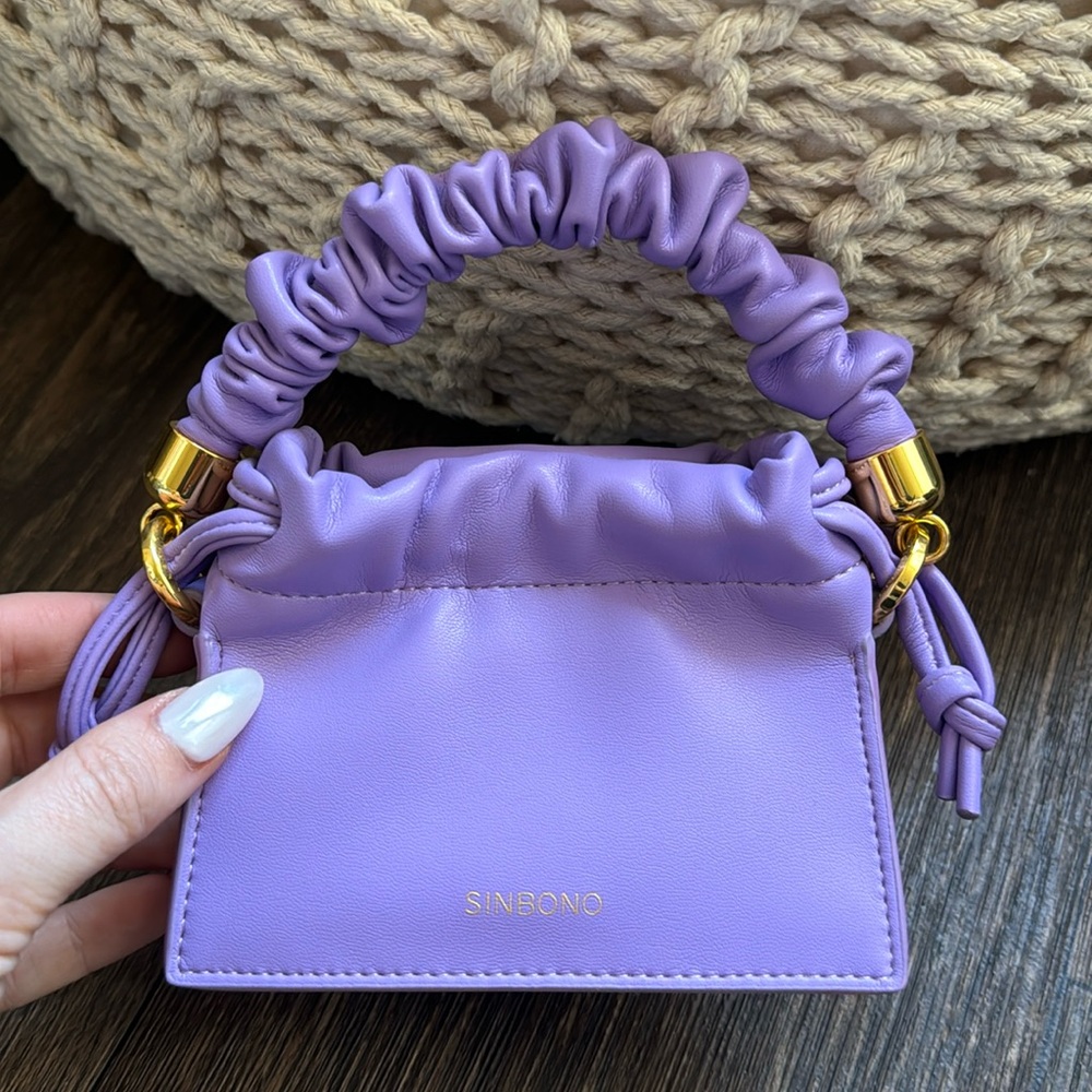 Mini Drawstring Handbag - Purple